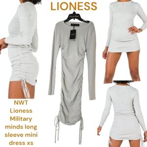 Lioness Women's Military minds long sleeve mini dress ribbed bodycon Grey 2